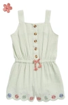 RACHEL ZOE RACHEL ZOE KIDS' EMBROIDERED GAUZE ROMPER WITH CLAW CLIP