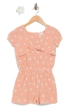 Rachel Zoe Kids' Floral Print Romper & Hair Clip Set In Coral Pink