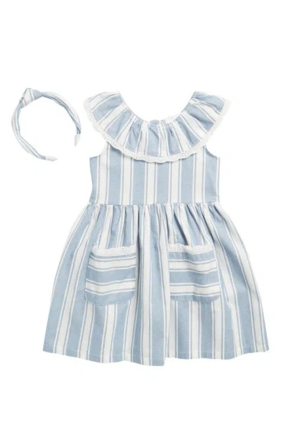 Rachel Zoe Kids' Stripe Dress & Headband Set In Blue