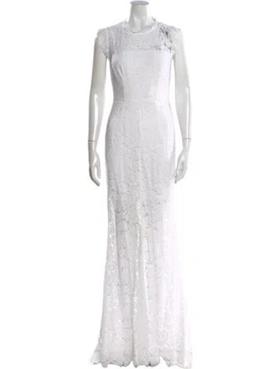 Pre-owned Rachel Zoe Lace Pattern Long Dress In White