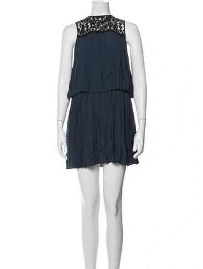 Pre-owned Rachel Zoe Lace Pattern Mini Dress In Blue