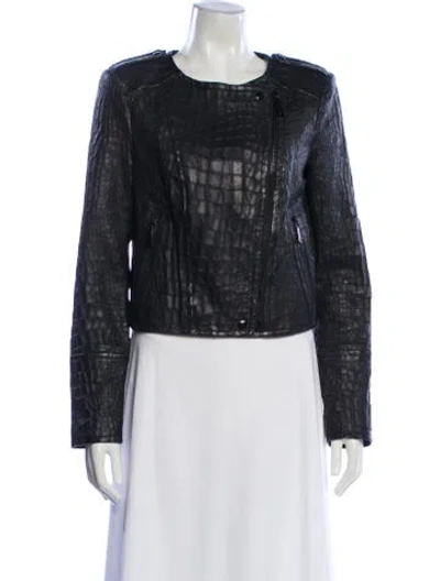 Pre-owned Rachel Zoe Lamb Leather Biker Jacket In Black