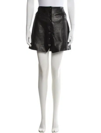 Pre-owned Rachel Zoe Lamb Leather Mini Skirt In Black