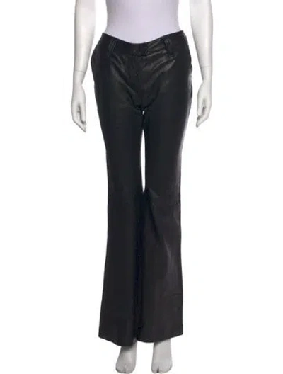 Pre-owned Rachel Zoe Leather Wide Leg Pants In Black