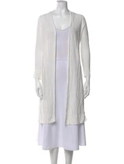 Pre-owned Rachel Zoe Linen Open Front Sweater In White