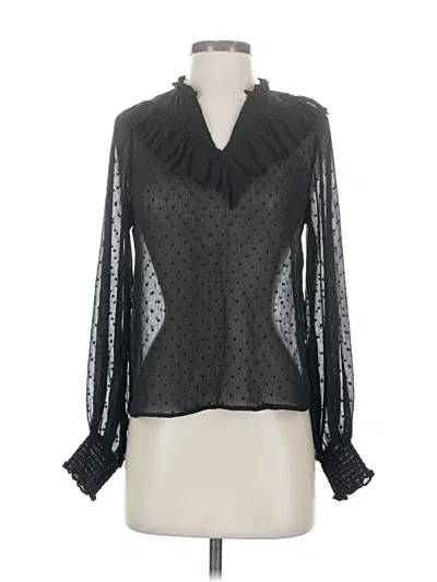 Pre-owned Rachel Zoe Long Sleeve Blouse In Black