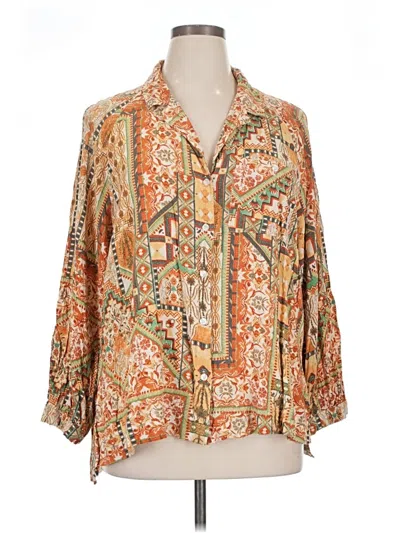 Pre-owned Rachel Zoe Long Sleeve Blouse In Orange