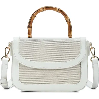 Rachel Zoe Mini Flap Canvas Bag With Bamboo Handle In Cream
