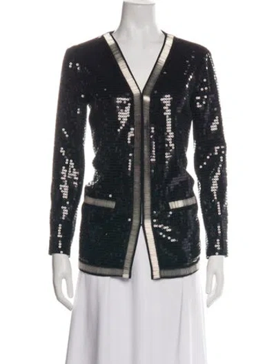 Pre-owned Rachel Zoe Patterned Evening Jacket In Black