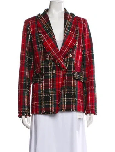 Pre-owned Rachel Zoe Plaid Print Blazer In Red