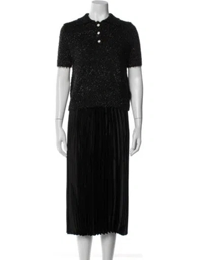 Pre-owned Rachel Zoe Pleated Accents Skirt Set W/ Tags In Black/blue