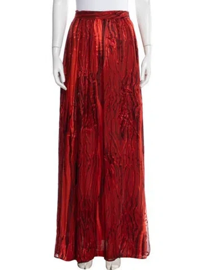 Pre-owned Rachel Zoe Printed Long Skirt In Orange
