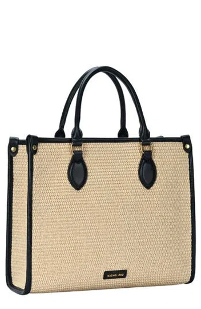 Rachel Zoe Raffia Contrast Tote Bag In Natural/black