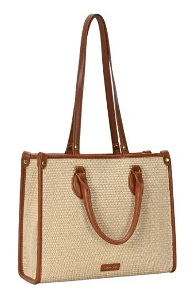 Rachel Zoe Raffia Contrast Tote Bag In Burgundy