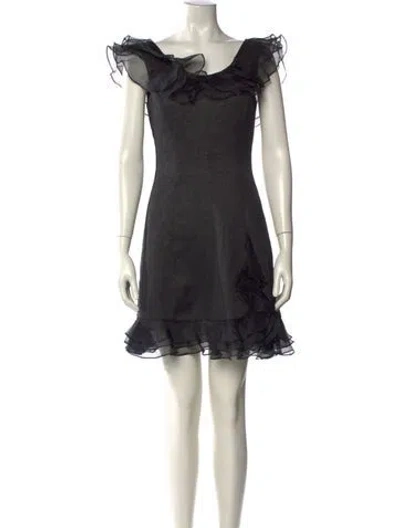 Pre-owned Rachel Zoe Scoop Neck Mini Dress In Black
