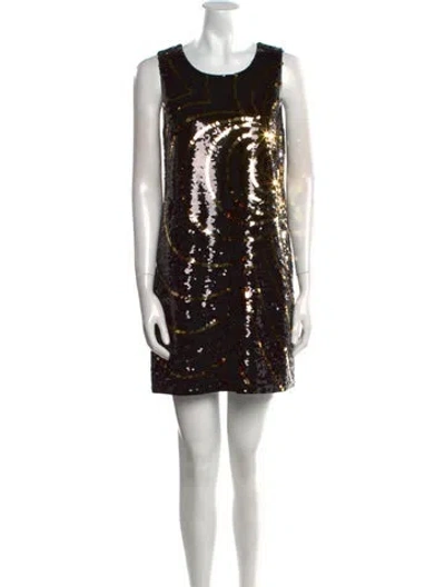 Pre-owned Rachel Zoe Scoop Neck Mini Dress In Black