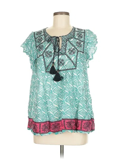 Pre-owned Rachel Zoe Short Sleeve Blouse In Blue