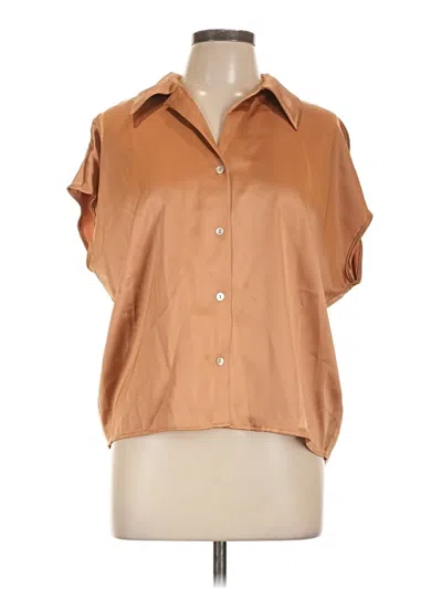 Pre-owned Rachel Zoe Short Sleeve Blouse In Tan