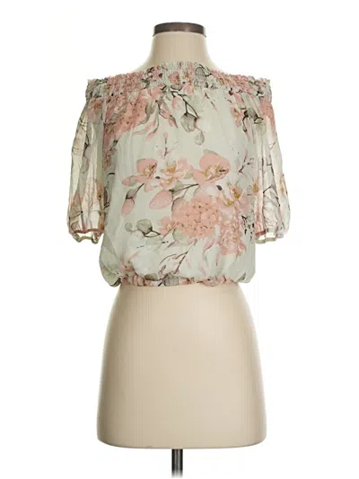 Pre-owned Rachel Zoe Short Sleeve Blouse In White