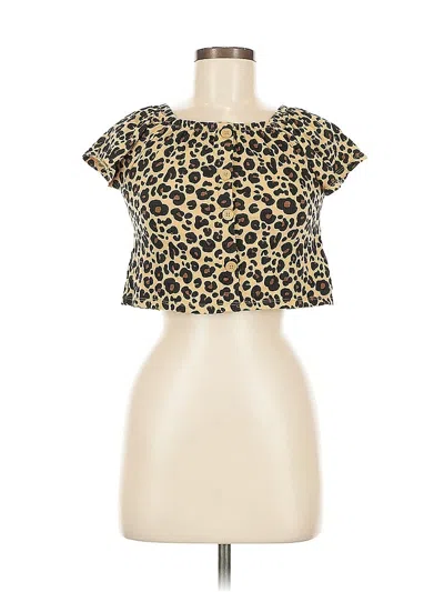 Pre-owned Rachel Zoe Short Sleeve Top Gold Sweetheart Neckline Tops