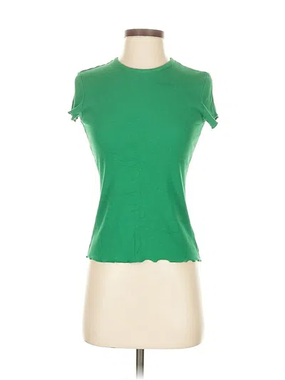 Pre-owned Rachel Zoe Short Sleeve Top Green Mock Neckline Tops