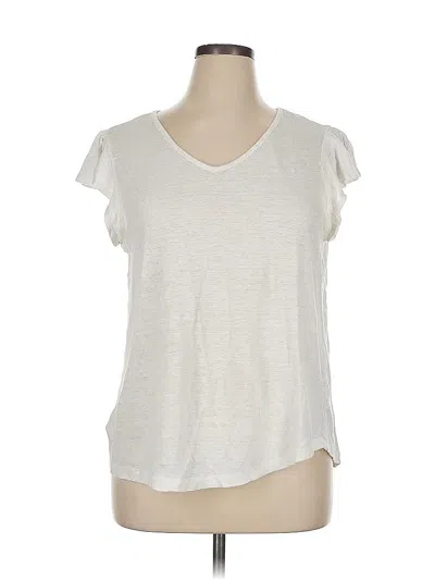 Pre-owned Rachel Zoe Short Sleeve Top White V Neck Tops