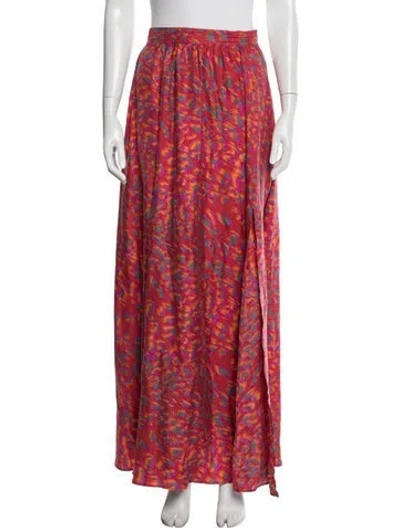 Pre-owned Rachel Zoe Silk Long Skirt In Red