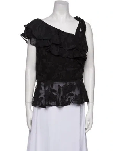 Pre-owned Rachel Zoe Silk One-shoulder Blouse In Black