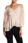 Rachel Zoe Silk Ruffle Blush Off Shoulder Top In Pink In Pink