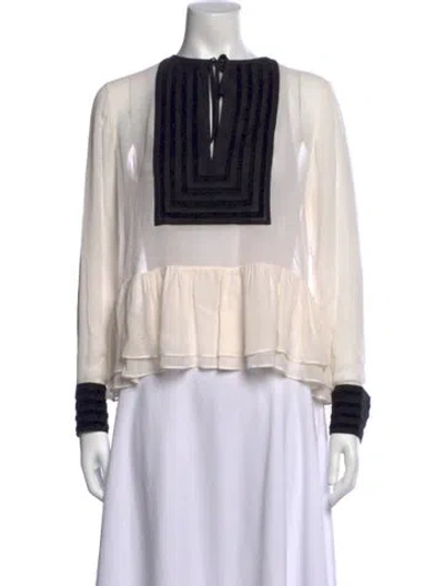 Pre-owned Rachel Zoe Silk Tie Neck Blouse In Black