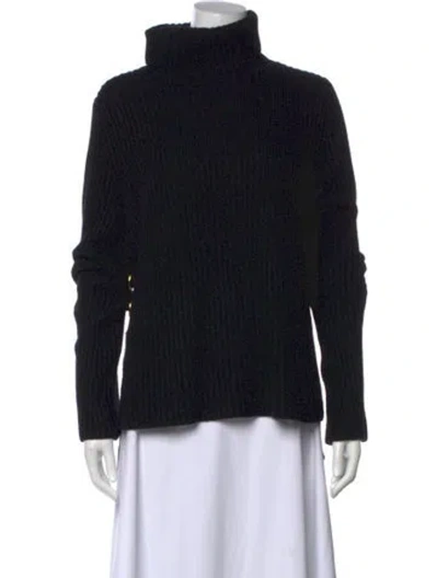 Pre-owned Rachel Zoe Silk Turtleneck Sweater In Black