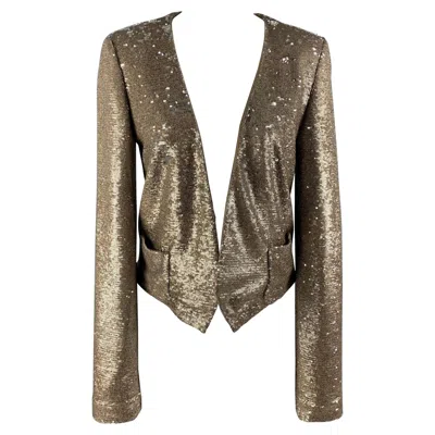 Pre-owned Rachel Zoe Size S Gold Silver Polyester & Spandex Sequined Jacket In Brown