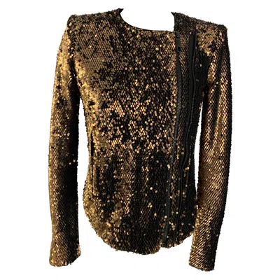 Pre-owned Rachel Zoe Size Xs Copper Polyester Spandex Sequined Jacket In Black