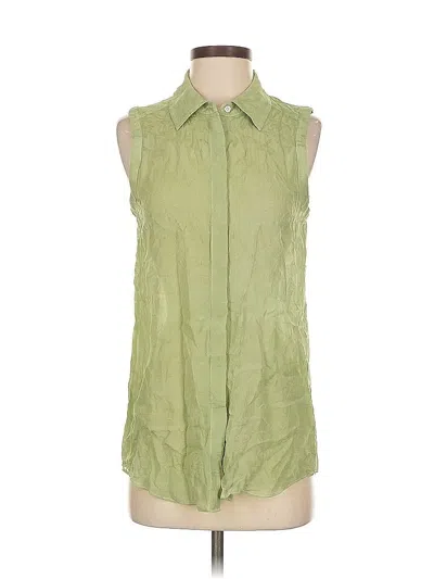 Pre-owned Rachel Zoe Sleeveless Button Down Shirt In Green