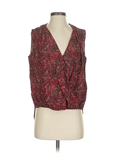 Pre-owned Rachel Zoe Sleeveless Silk Top Burgundy Plunge Neckline Tops