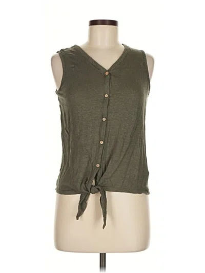 Pre-owned Rachel Zoe Sleeveless Top Green Plunge Neckline Tops
