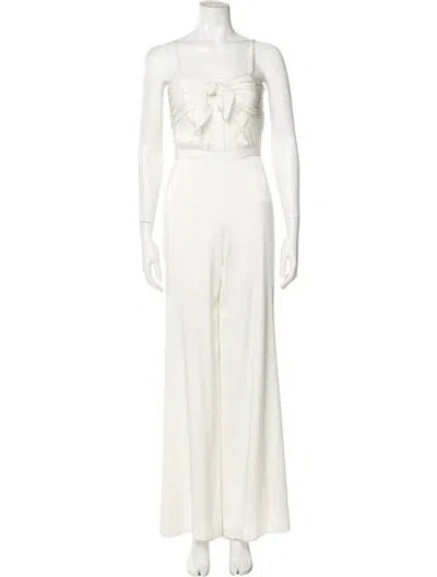 Pre-owned Rachel Zoe Square Neckline Jumpsuit In White