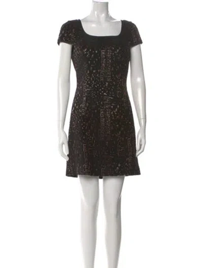 Pre-owned Rachel Zoe Square Neckline Mini Dress In Black