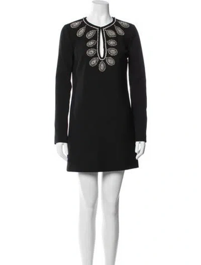 Pre-owned Rachel Zoe Square Neckline Mini Dress In Black