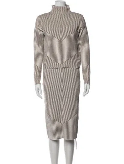Pre-owned Rachel Zoe Striped Skirt Set In Neutrals