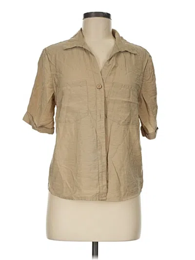 Pre-owned Rachel Zoe Tjx 3/4 Sleeve Button Down Shirt In Tan