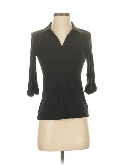 Pre-owned Rachel Zoe Tjx 3/4 Sleeve Top Black Plunge Neckline Tops