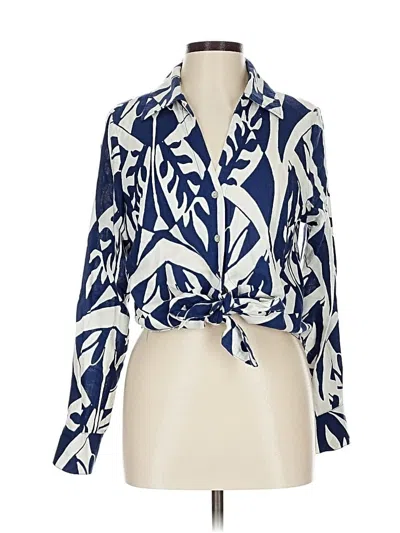 Pre-owned Rachel Zoe Tjx Long Sleeve Blouse In Blue