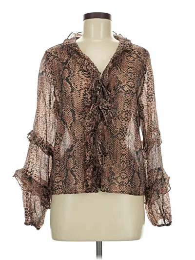 Pre-owned Rachel Zoe Tjx Long Sleeve Blouse In Brown