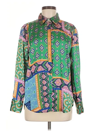 Pre-owned Rachel Zoe Tjx Long Sleeve Blouse In Green