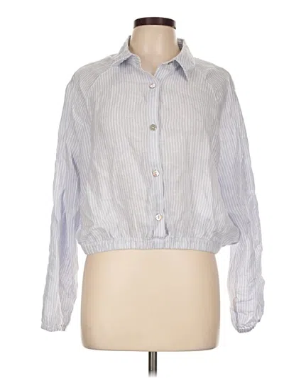 Pre-owned Rachel Zoe Tjx Long Sleeve Blouse In Silver