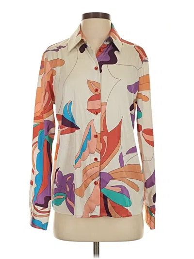 Pre-owned Rachel Zoe Tjx Long Sleeve Blouse In Tan