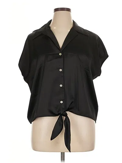 Pre-owned Rachel Zoe Tjx Short Sleeve Blouse In Black
