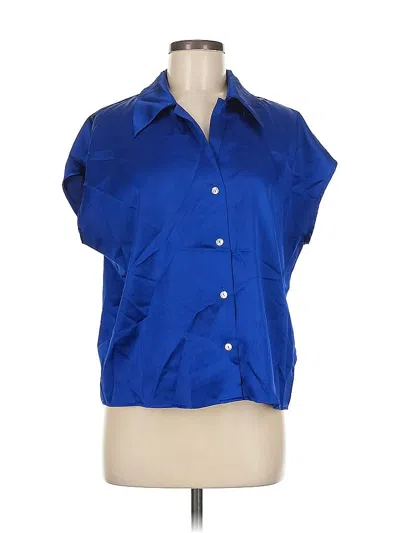 Pre-owned Rachel Zoe Tjx Short Sleeve Blouse In Blue