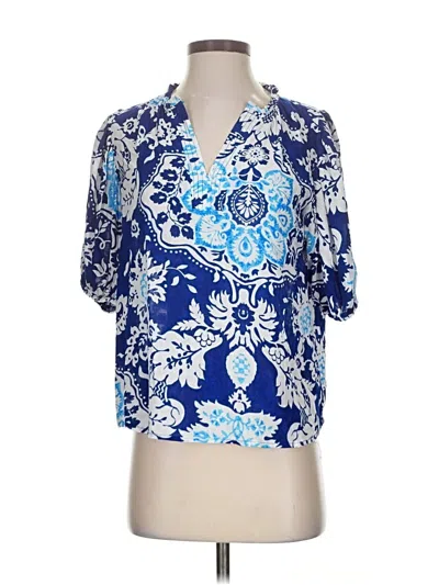 Pre-owned Rachel Zoe Tjx Short Sleeve Blouse In Blue